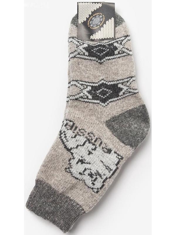 Носки мужские шерстяные «Белый медведь», цвет лён, размер 25