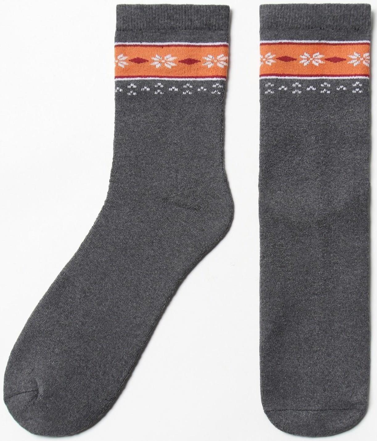 Носки женские махровые, цвет тёмно-серый, размер 23-25