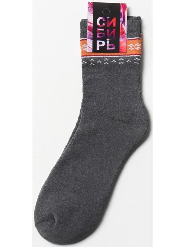 Носки женские махровые, цвет тёмно-серый, размер 23-25