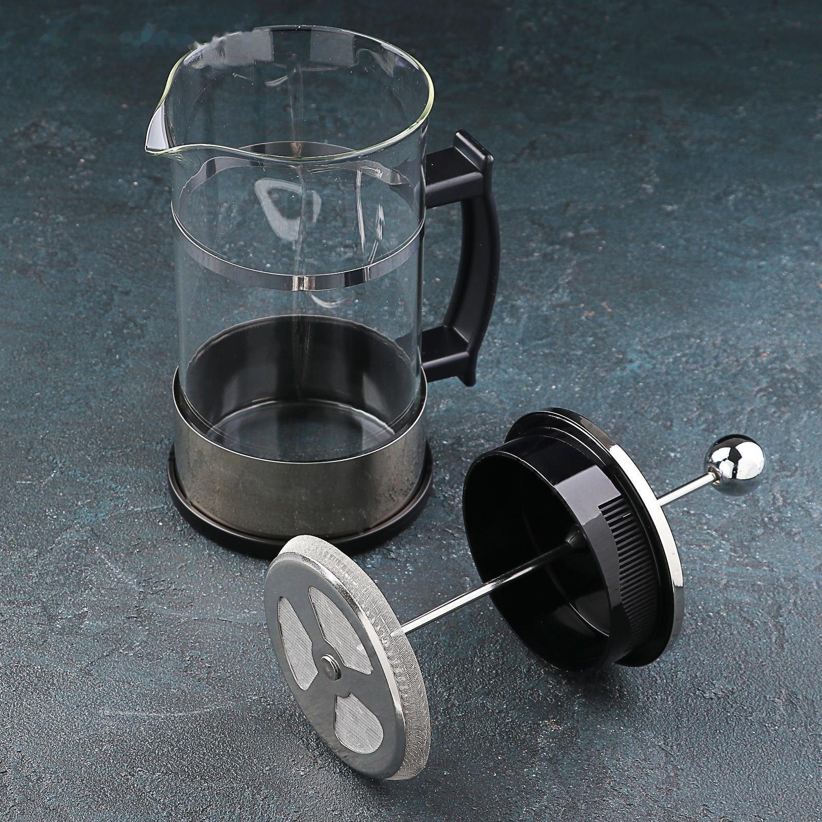 Френч-пресс стеклянный «Классика», 1 л, цвет серебряный