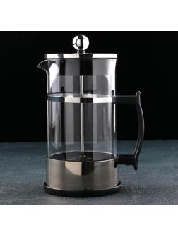 Френч-пресс стеклянный «Классика», 1 л, цвет серебряный