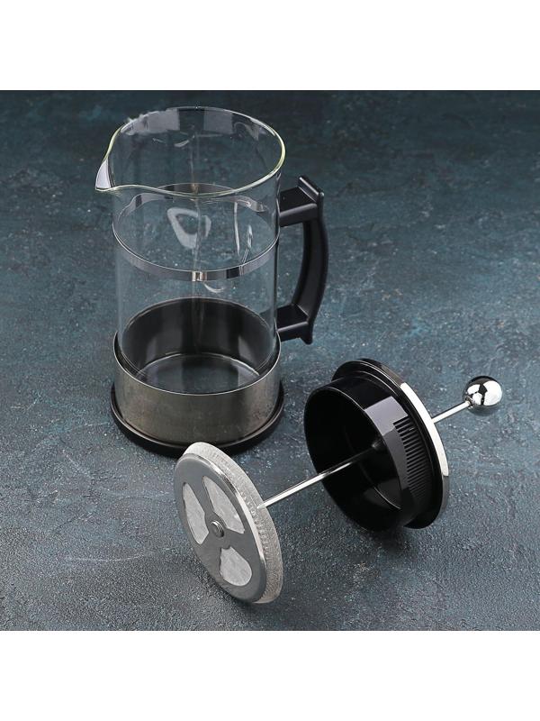 Френч-пресс стеклянный «Классика», 1 л, цвет серебряный