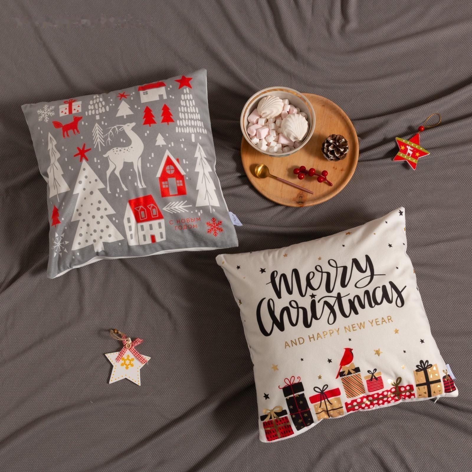 Наволочка декоративная Этель «Happy new year» 40х40 см, 100% п/э, велюр