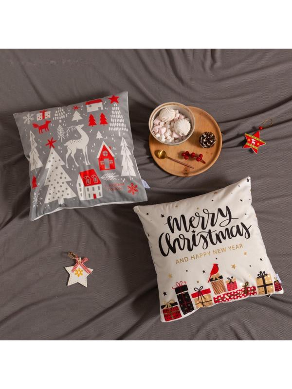 Наволочка декоративная Этель «Happy new year» 40х40 см, 100% п/э, велюр