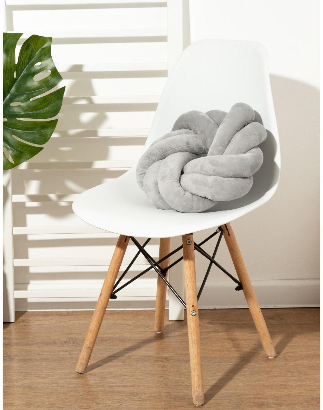 Подушка-узел «Этель», d=33см, цвет серый, велюр