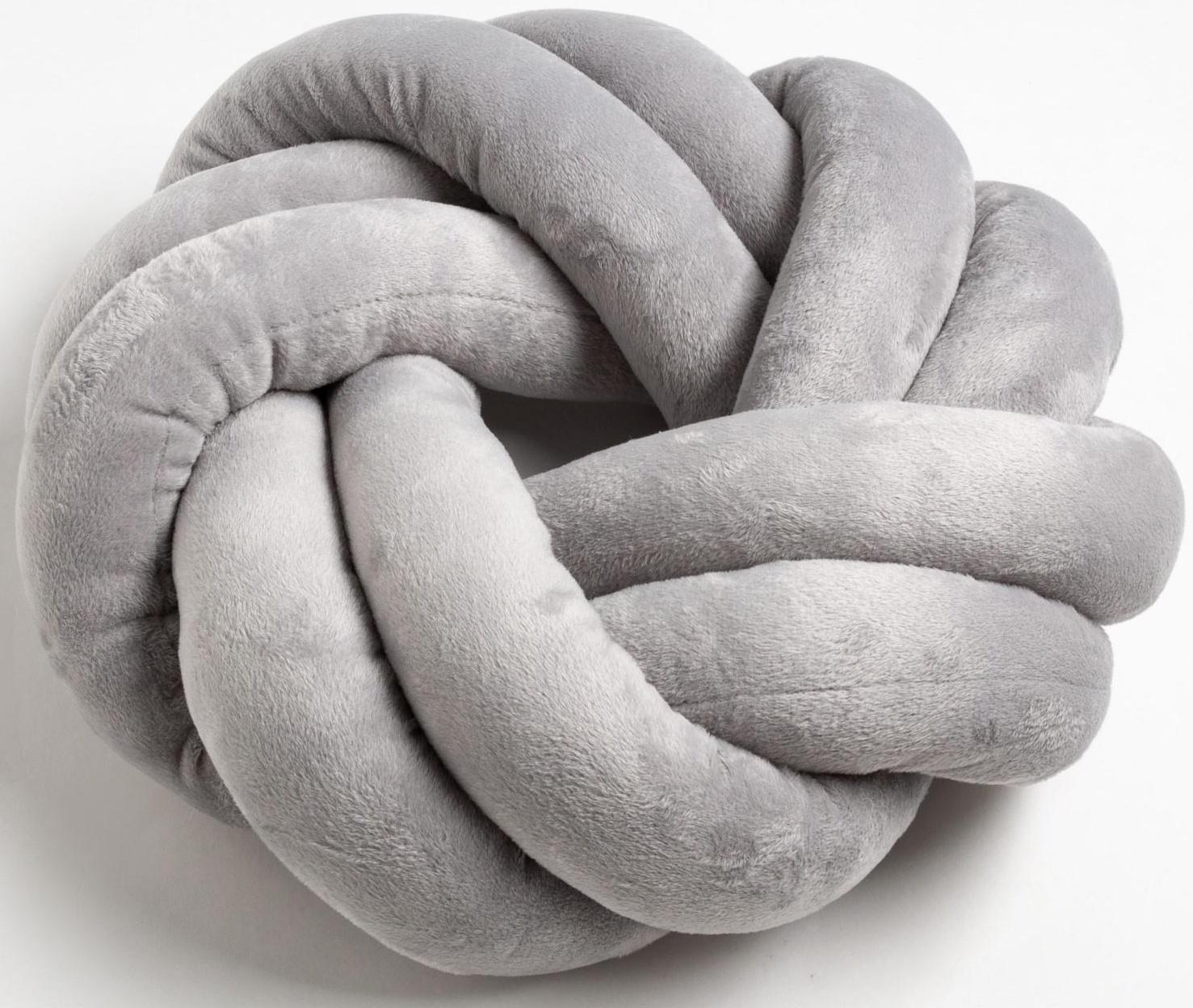 Подушка-узел «Этель», d=33см, цвет серый, велюр