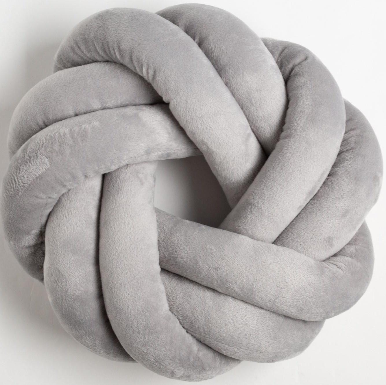Подушка-узел «Этель», d=33см, цвет серый, велюр