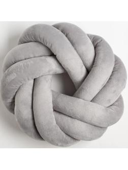 Подушка-узел «Этель», d=33см, цвет серый, велюр
