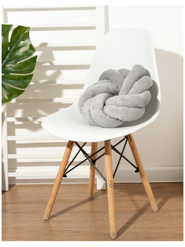 Подушка-узел «Этель», d=33см, цвет серый, велюр