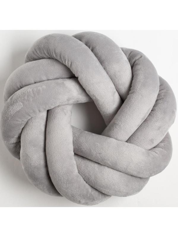 Подушка-узел «Этель», d=33см, цвет серый, велюр