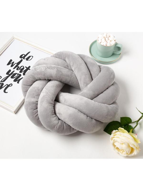 Подушка-узел «Этель», d=33см, цвет серый, велюр