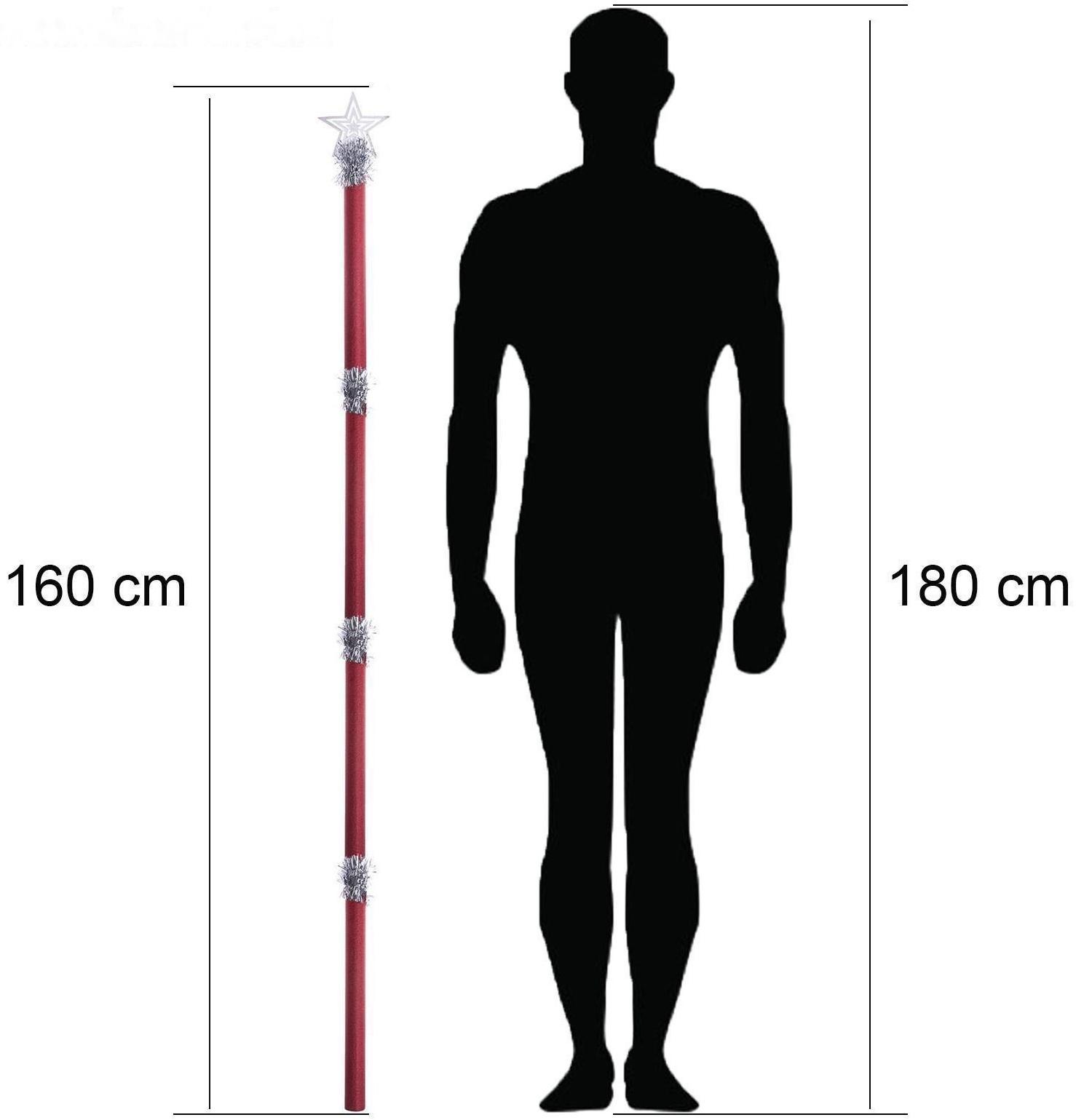 Посох Деда Мороза, красный, 1,6 м