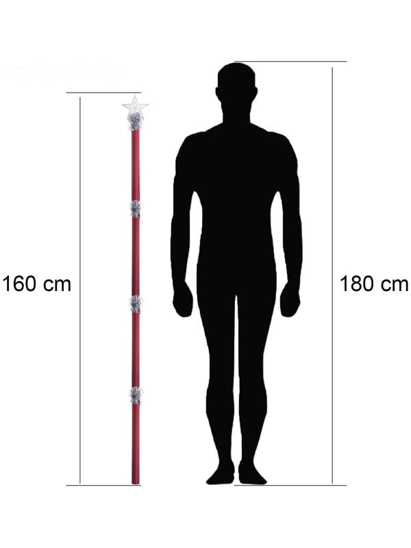 Посох Деда Мороза, красный, 1,6 м