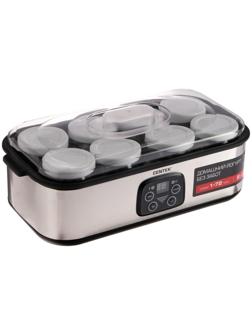 Йогуртница Centek CT-1443, 30 Вт, 0.2 л, 8 ёмкостей, стекло, таймер, дисплей, серо-чёрная