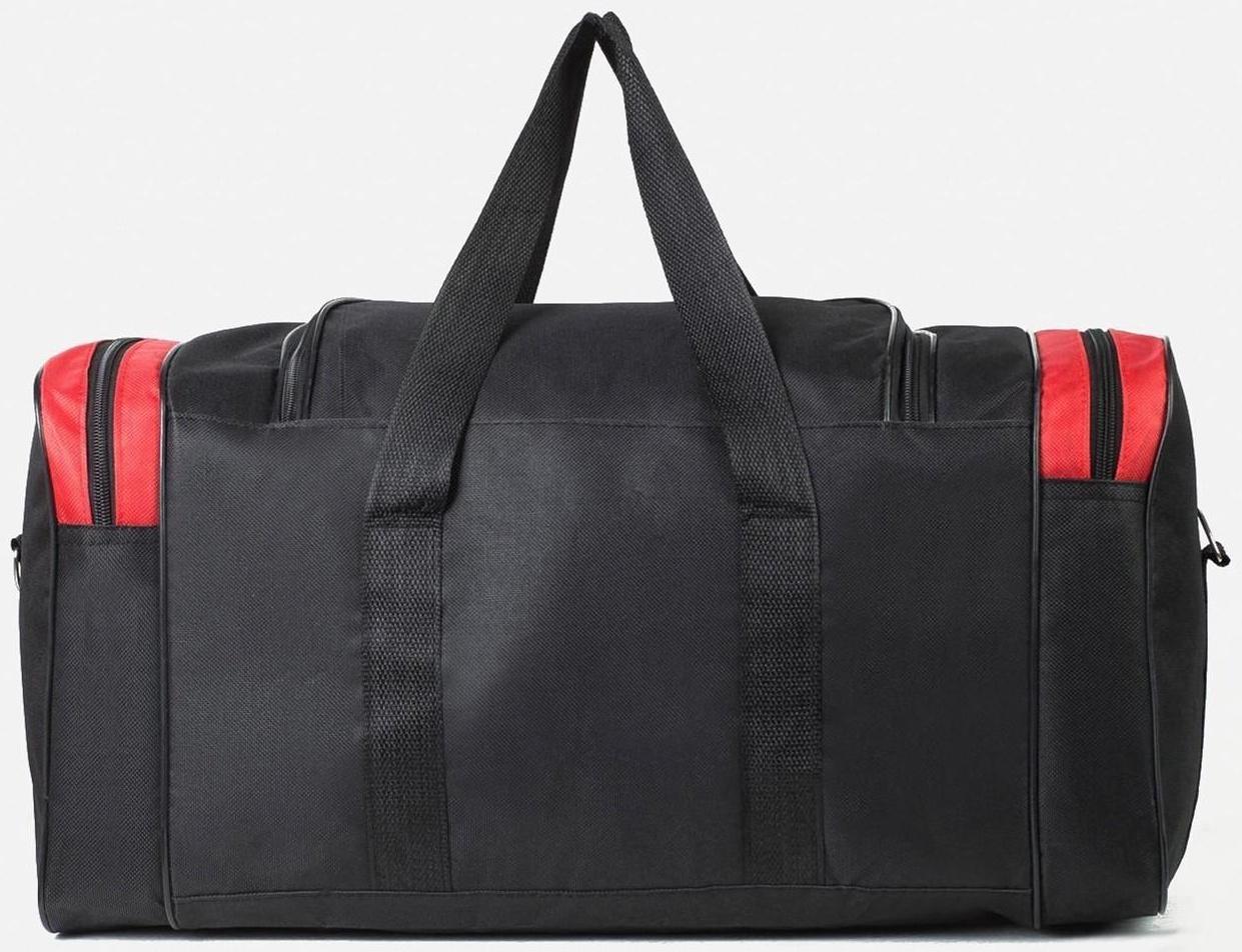 Сумка спортивная, 3 отдела на молниях, наружный карман, длинный ремень, цвет чёрный/красный