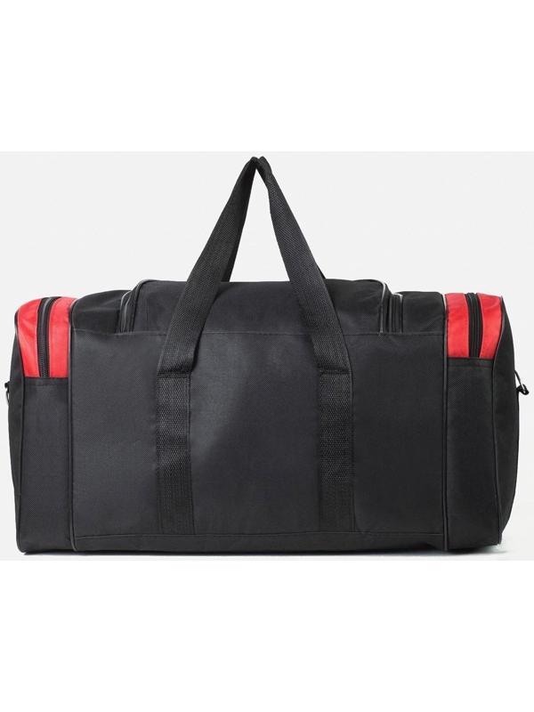 Сумка спортивная, 3 отдела на молниях, наружный карман, длинный ремень, цвет чёрный/красный