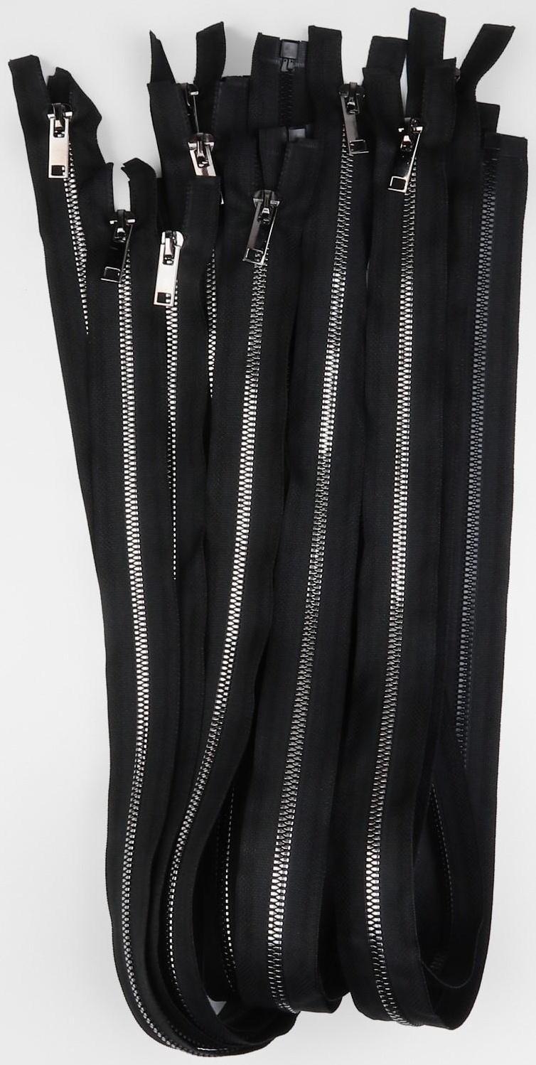 Молния «Трактор», №5, разъёмная, декоративное звено «Акулий зуб», замок автомат, 90 см, цвет чёрный/чёрный никель