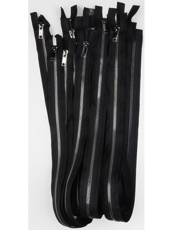 Молния «Трактор», №5, разъёмная, декоративное звено «Акулий зуб», замок автомат, 90 см, цвет чёрный/чёрный никель