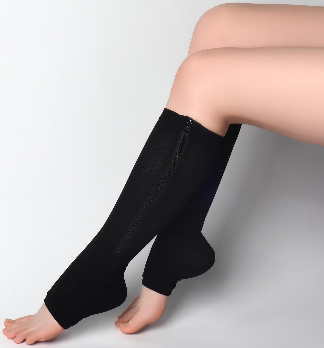 Чулки утягивающие, универсальные, L-XL р-р, пара, цвет чёрный