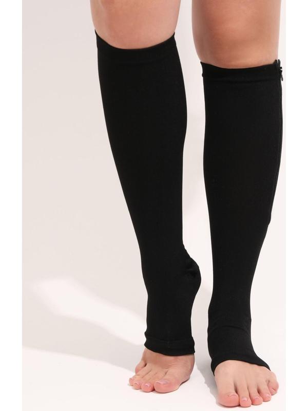 Чулки утягивающие, универсальные, L-XL р-р, пара, цвет чёрный