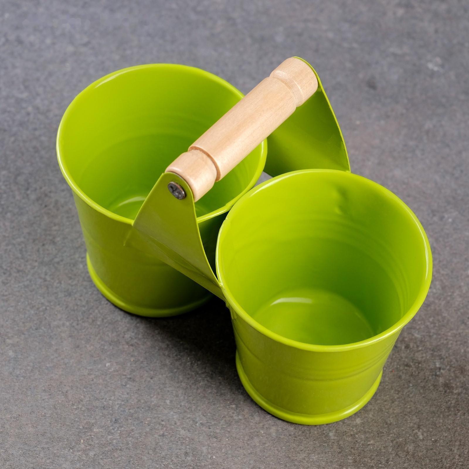 Кашпо двойное с ручкой 11*5*8,5см