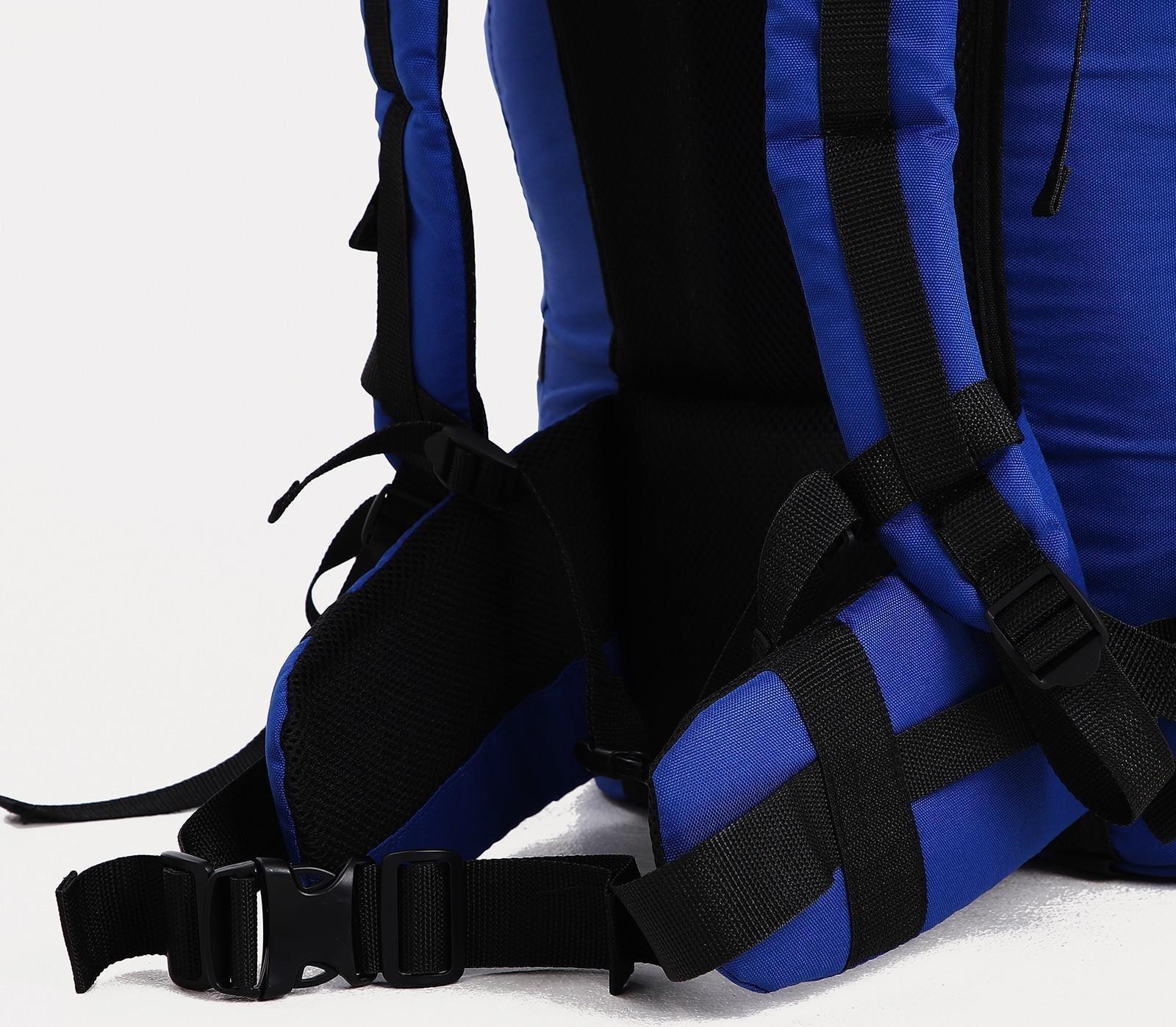 Рюкзак туристический, 90 л, отдел на шнурке, наружный карман, 2 боковые сетки, цвет синий/серый