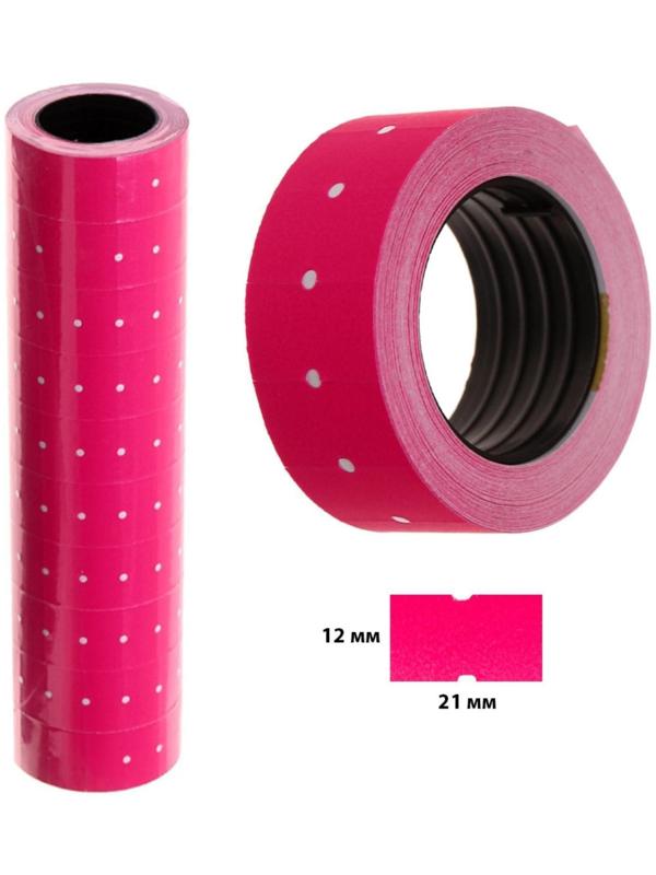 Этикет-лента 21 х 12 мм, прямоугольная, малиновая, 500 этикеток