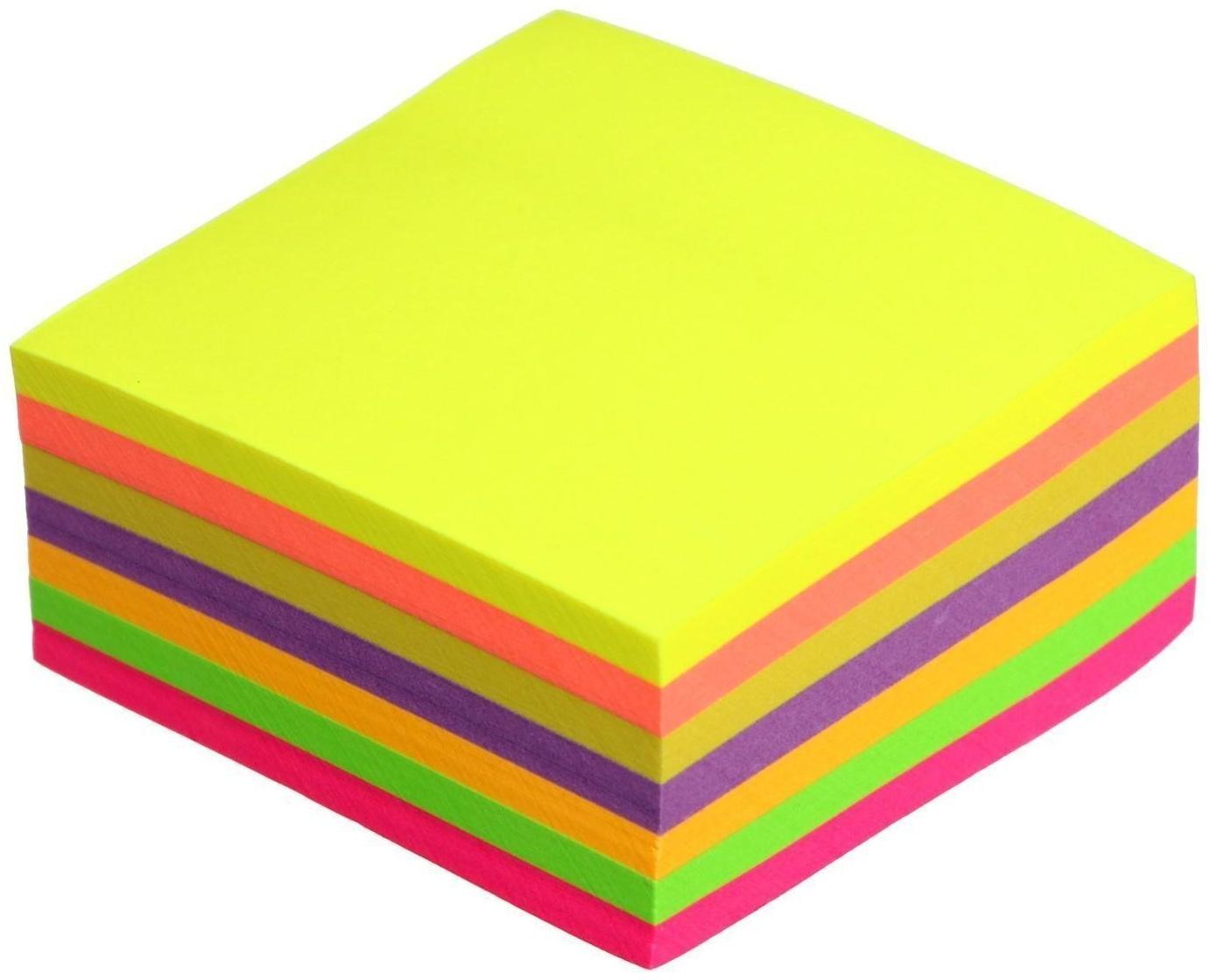 Блок с липким краем 51 мм х 51 мм, 250 листов, 7 цветов пастельные+флуоресцентные