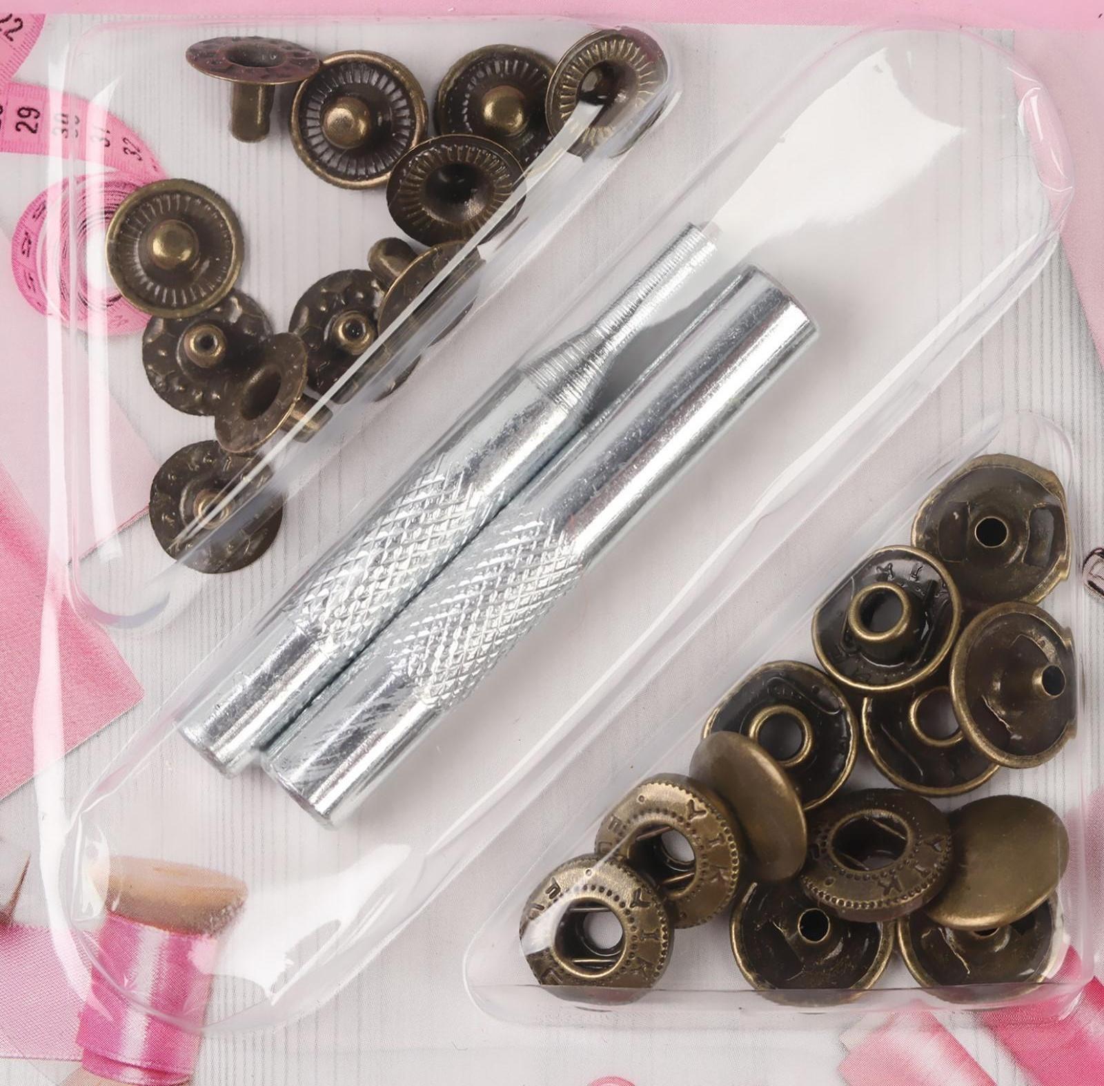 Кнопки установочные S-образные, d = 13 мм, 6 шт, с установщиком, цвет антик