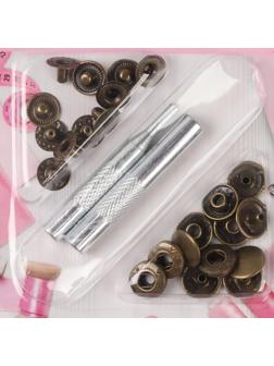 Кнопки установочные S-образные, d = 13 мм, 6 шт, с установщиком, цвет антик