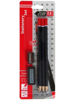 Набор карандашей чернографитных 6 штук НВ+ластик+точилка, блистере