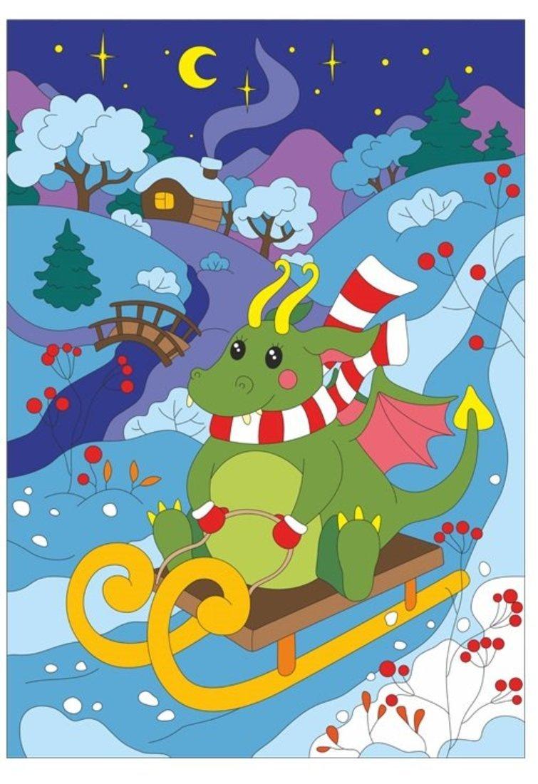 Картина по номерам для малышей Быстрые санки!