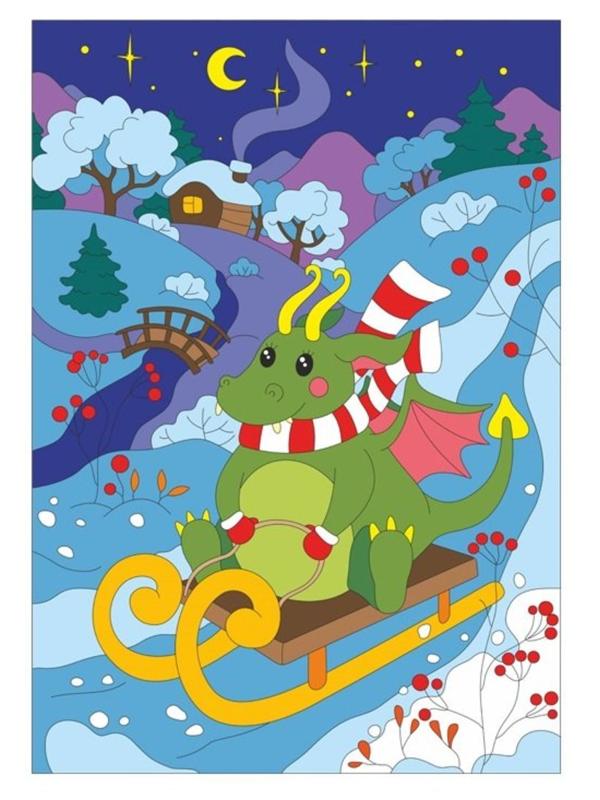 Картина по номерам для малышей Быстрые санки!