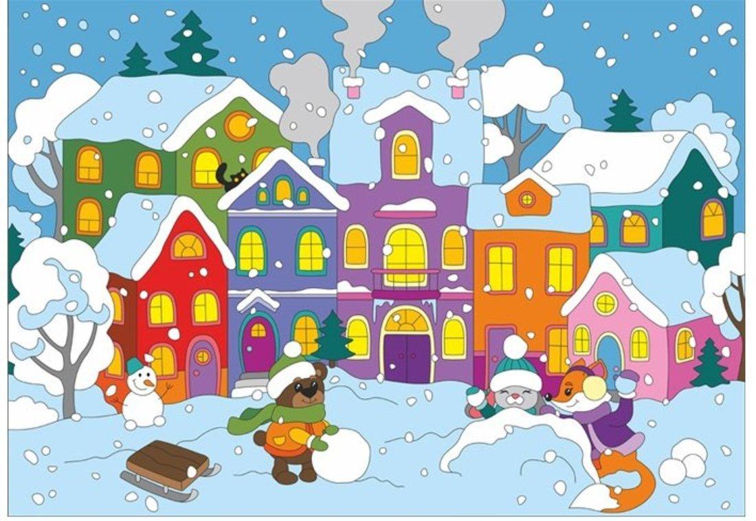 Картина по номерам для малышей Снежный двор