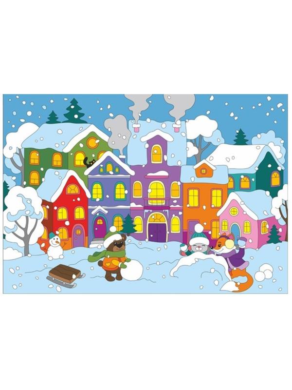 Картина по номерам для малышей Снежный двор