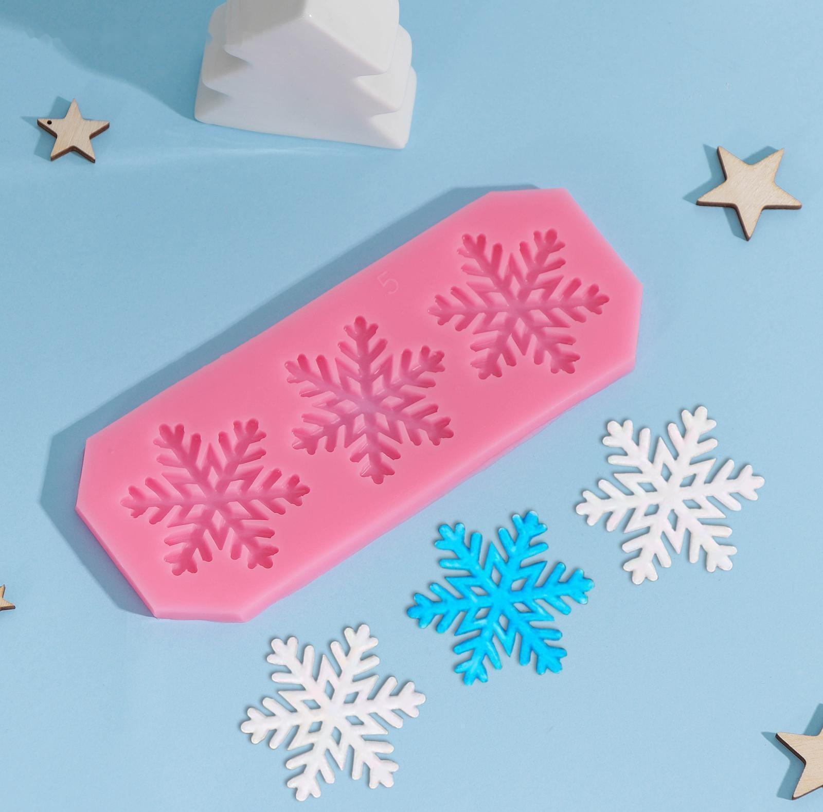 Силиконовый молд «Снежинки», 17,5×6,8×0,5 см, цвет розовый