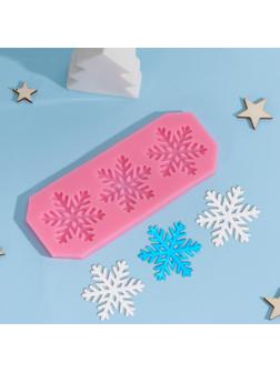 Силиконовый молд «Снежинки», 17,5×6,8×0,5 см, цвет розовый
