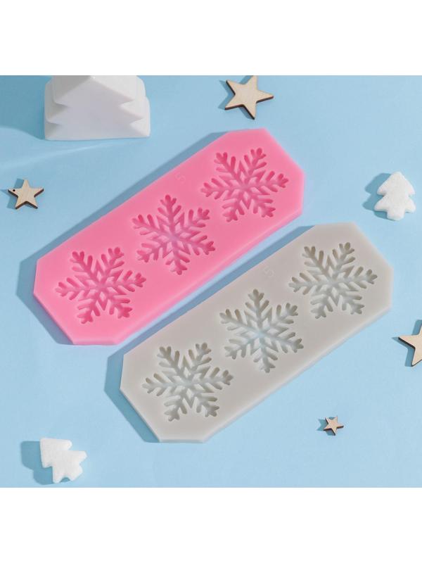 Силиконовый молд «Снежинки», 17,5×6,8×0,5 см, цвет розовый