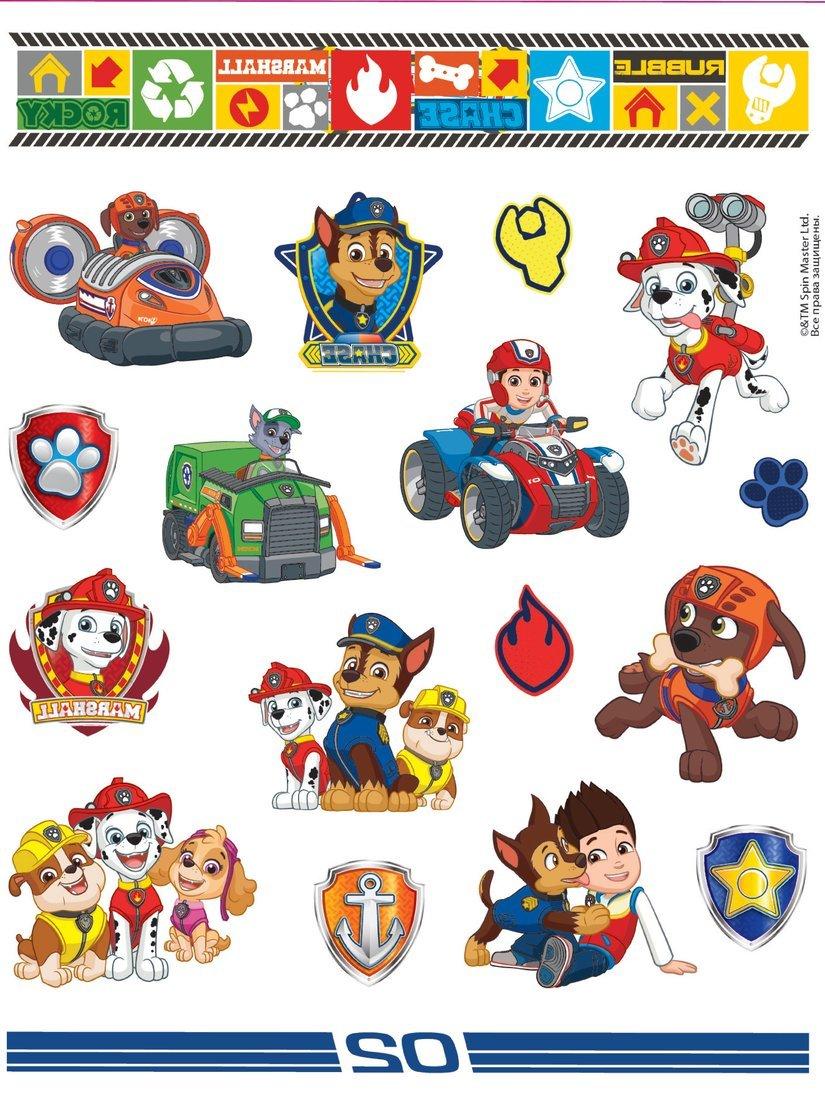 Набор Наклейки-татуировки Щенячий патруль, для мальчиков, 2 листа