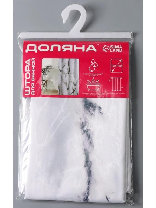 Штора для ванны Доляна «Мрамор», с люверсами, 180×180 см, полиэстер
