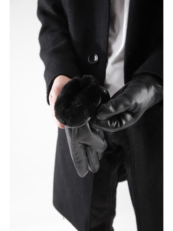 Перчатки мужские, размер 14, с утеплителем, цвет чёрный