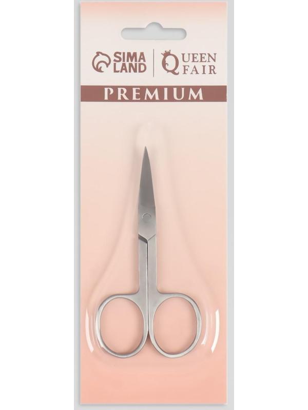 Ножницы маникюрные «Premium», загнутые, широкие, 9 см, на блистере, цвет серебристый