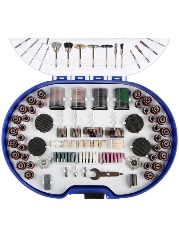 Набор мини-насадок для гравера ТУНДРА, круги, щетки, шарошки, диски, паста, 3.2 мм, 276 шт.