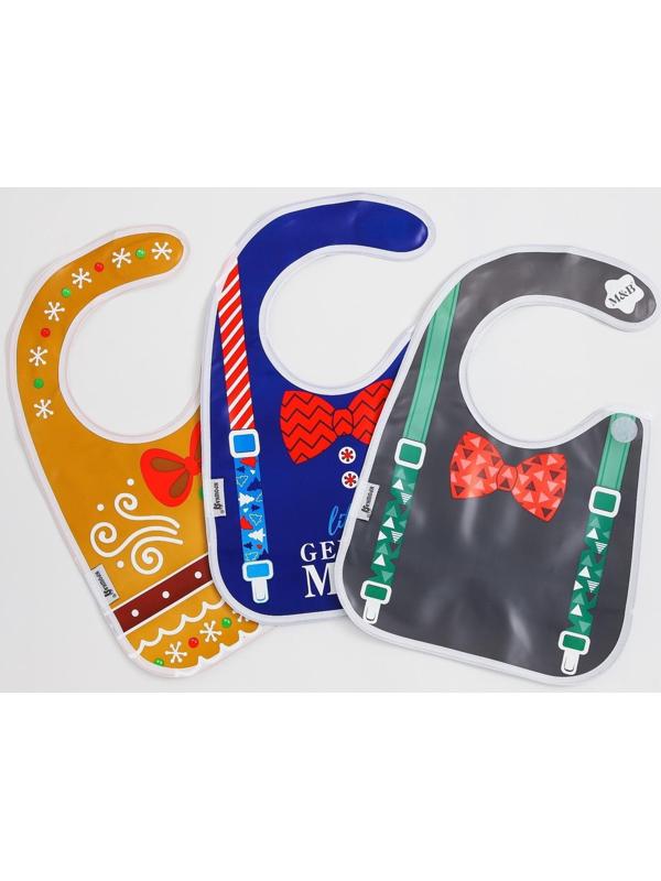 Нагрудник детский «Джентльмен», непромокаемый на липучке, ПВХ, , новогодняя подарочная упаковка, цвет МИКС