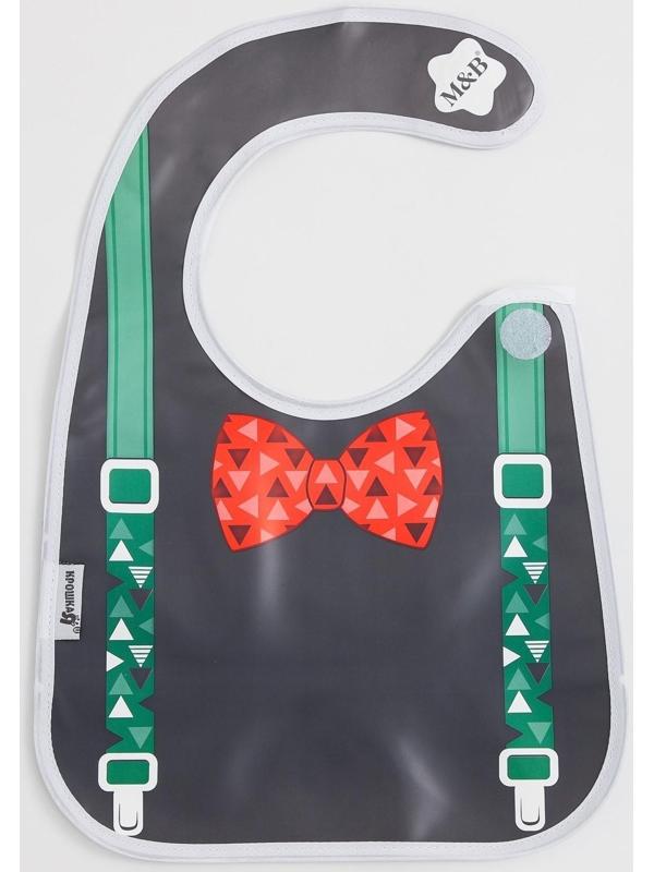 Нагрудник детский «Джентльмен», непромокаемый на липучке, ПВХ, , новогодняя подарочная упаковка, цвет МИКС