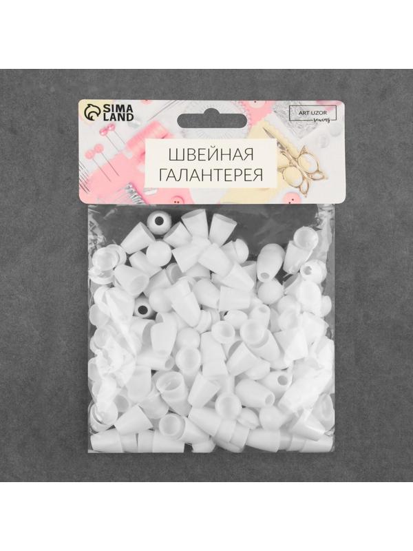 Набор наконечников для шнура, d = 4 мм, 2 × 1,2 см, 100 шт, цвет белый