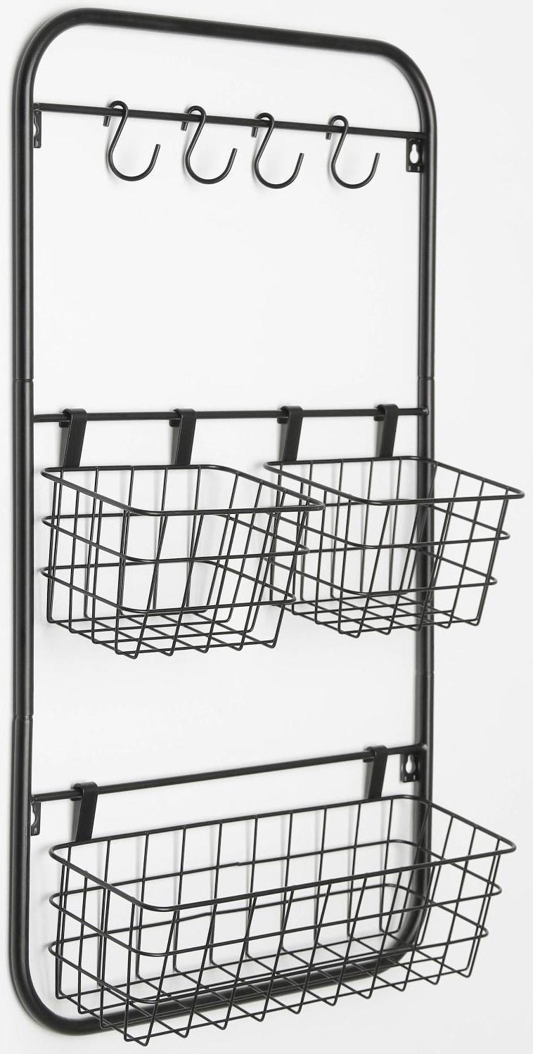 Система хранения универсальная, 3 корзины, 4 крючка, цвет чёрный