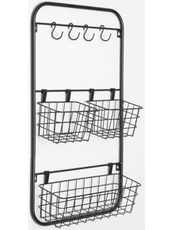 Система хранения универсальная, 3 корзины, 4 крючка, цвет чёрный
