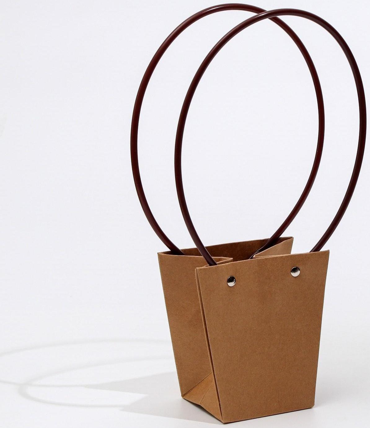 Сумка для цветов крафт влагостойкая, 12x12-8x8-12.5 см