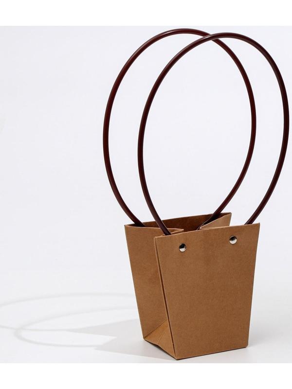 Сумка для цветов крафт влагостойкая, 12x12-8x8-12.5 см